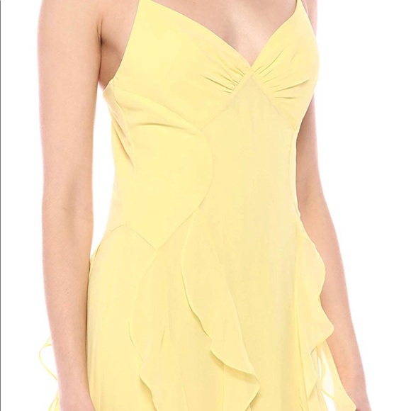 NWT BCBGMaxAzria Ruffle Canary Yellow Gown 04! - Picture 6 of 8